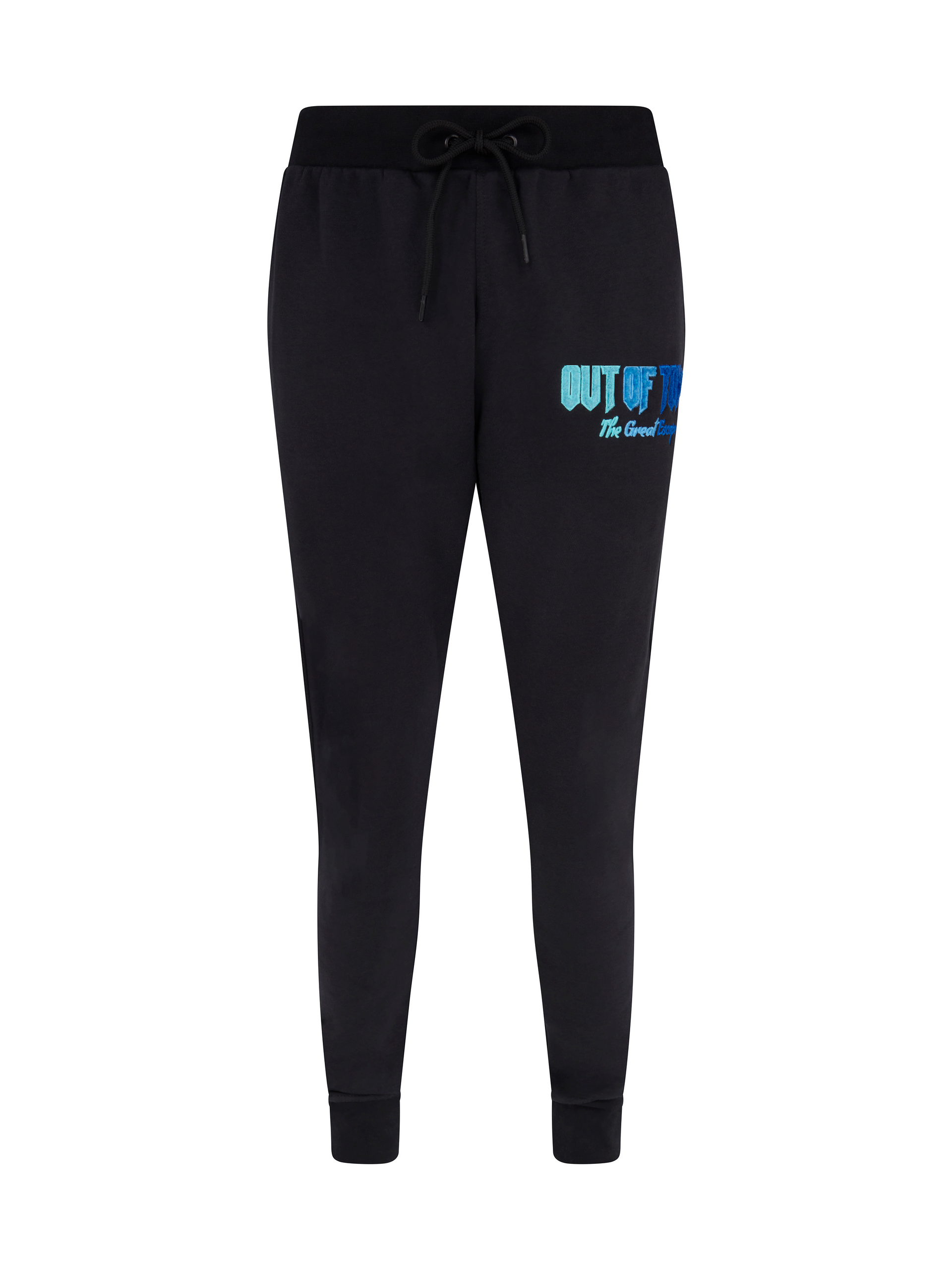 'The Great Escape' Embroidered Joggers Black & Blue