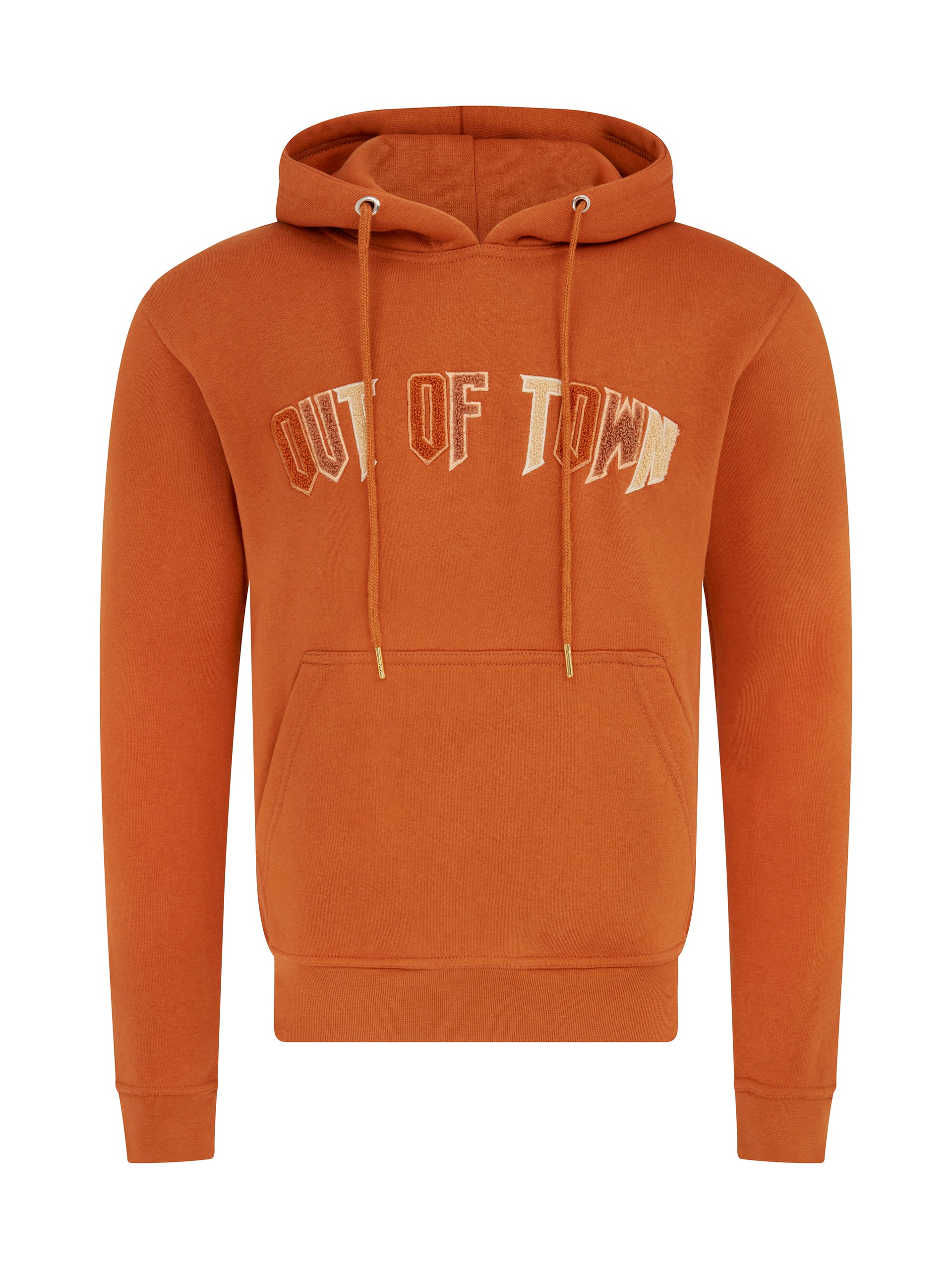 Out Of Town Embroidered Hoodie Chocolate-Brown & beige